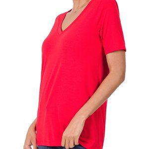 ⭐️CLEARANCE⭐️NEW! Zenana Ruby Red V~Neck Short Sleeve Top